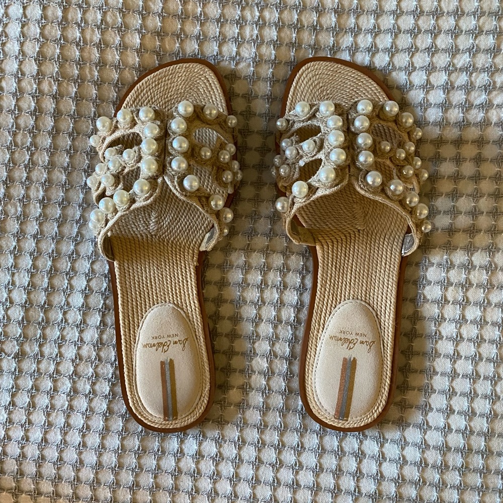 SAM EDELMAN SLIDES, Pearl color beads, Size 8